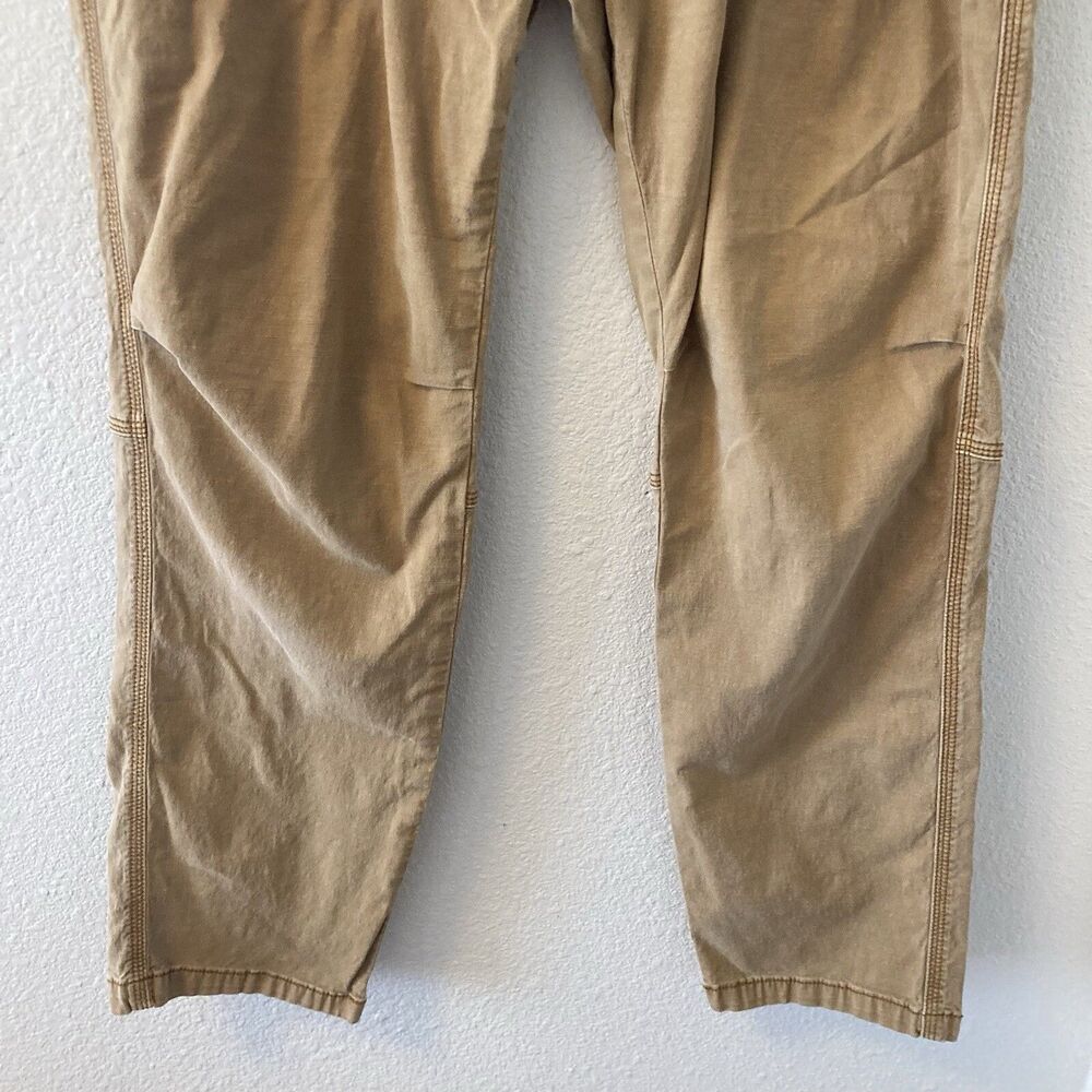 By Anthropologie Pants Size 27 Khaki The Wanderer Cotton Linen Blnd Straight Leg - Picture 4 of 15